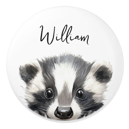 Niedliches Watercolor Wald Badge Kinderzimmer Room Keramikknauf (Vorderseite)