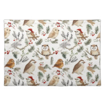 Niedliches Watercolor Wintervogel und Twig-Muster