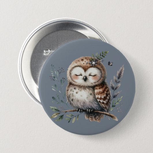 Niedliches Waterfarbe mit Blumenwaldstil Button (Vorne & Hinten)