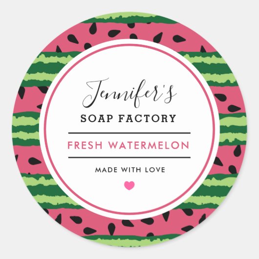 Niedliches Watermelon Muster Kerzenseife Scent Runder Aufkleber (Vorderseite)