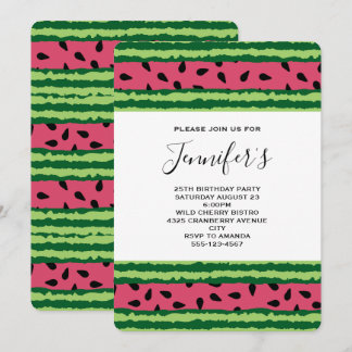 Niedliches Watermelon Muster Pink & Green Geburtst Einladung
