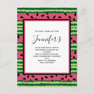 Niedliches Watermelon Muster Pink & Green Geburtst Einladungspostkarte