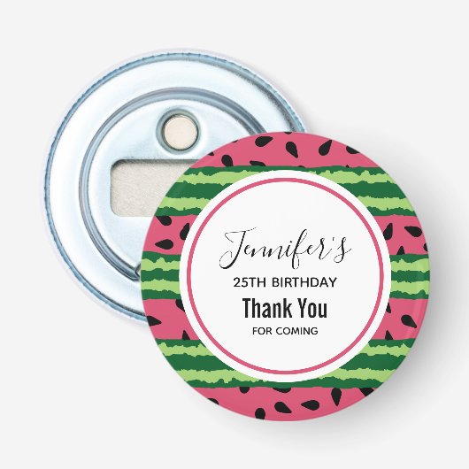 Niedliches Watermelon Muster Pink & Green Geburtst Flaschenöffner (Vorderseite)