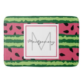 Niedliches Watermelon Muster Pink & Green Monogram Badematte