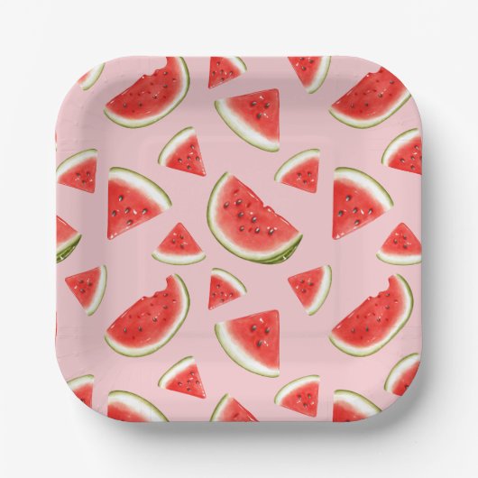 Niedliches Watermelon Muster Pink Kids Party Pappteller (Vorderseite)