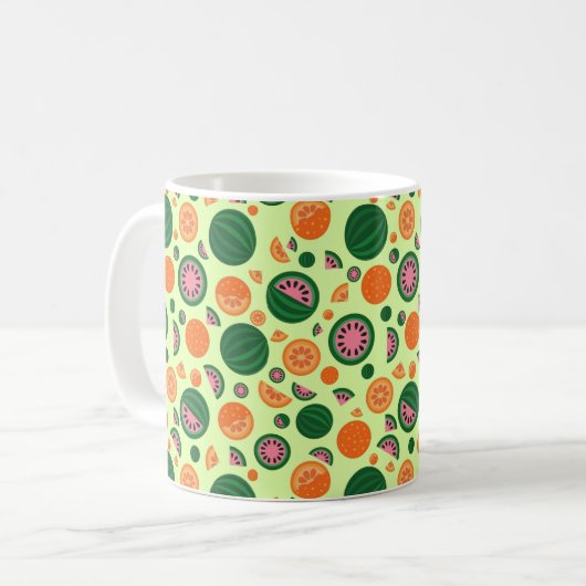 Niedliches Watermelon Orange Summer Frucht Muster Kaffeetasse (Vorderseite Links)