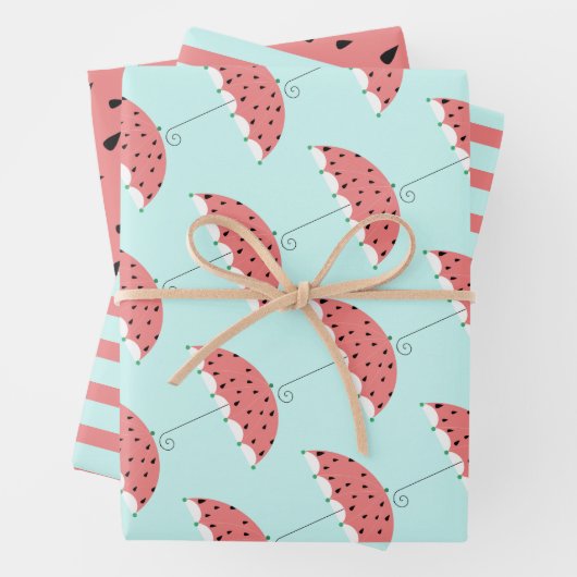 Niedliches Watermelon Regenschirmmuster - Matching Geschenkpapier Set (Beispiel)