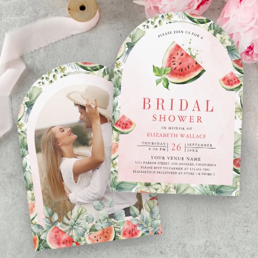 Niedliches Watermelon Summer Arch Foto Brautparty Einladung