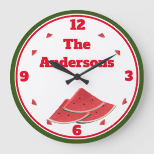 Niedliches Watermelon-Thema mit Namen Große Wanduhr