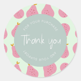 Niedliches weibliches Birnmuster "Danke" Verpackun Runder Aufkleber