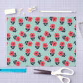 Niedliches weibliches rotes Aqua-Blumenmuster Seidenpapier (Handwerk)