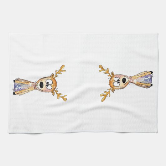 Niedliches Weidehirsch Geschirrtuch (Horizontal)