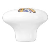 Niedliches Weidehirsch Keramikknauf (Seitenansicht)