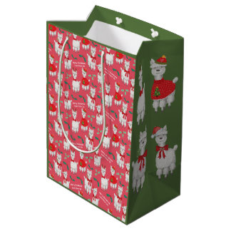 Niedliches Weihnachten Alpaca Mittlere Geschenktüte