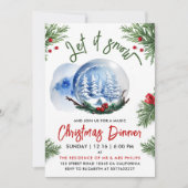 Niedliches Weihnachten Blauer Winter Schnee Globe Einladung (Vorderseite)