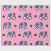 Niedliches Weihnachten Fahrrad Feiertag Rosa blaue Geschenkpapier (Flach)