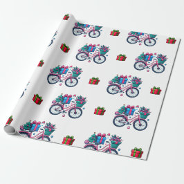 Niedliches Weihnachten Fahrrad Feiertag Rosa blaue Geschenkpapier