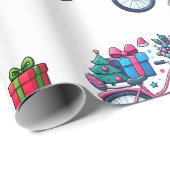 Niedliches Weihnachten Fahrrad Feiertag Rosa blaue Geschenkpapier (Rolleneckpunkt)
