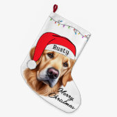 Niedliches Weihnachten Golden Retriever Großer Weihnachtsstrumpf (Vorderansicht (hängend))