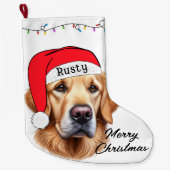 Niedliches Weihnachten Golden Retriever Großer Weihnachtsstrumpf (Vorderseite)