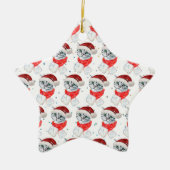 Niedliches Weihnachten Grau Tabby Cat Wasserfarbe Keramik Ornament (Vorne)