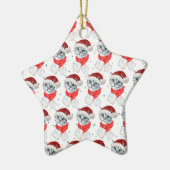 Niedliches Weihnachten Grau Tabby Cat Wasserfarbe Keramik Ornament (Links)