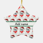 Niedliches Weihnachten Grau Tabby Cat Wasserfarbe Keramik Ornament (Hinten)