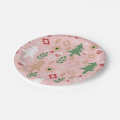 Niedliches Weihnachten im Rosa Pappteller (Schrägansicht)