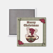 Niedliches Weihnachten Karierter Muster Border & T Magnet (Vorderseite/Rückseite)