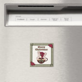 Niedliches Weihnachten Karierter Muster Border & T Magnet (In Situ (Geschirrspüler))