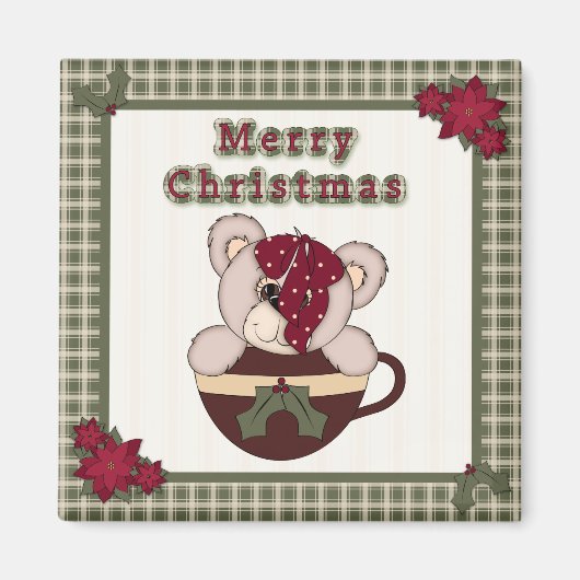 Niedliches Weihnachten Karierter Muster Border & T Magnet (Vorne)