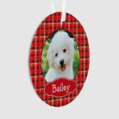 Niedliches Weihnachten Kariertes Haustier Porträt Ornament (Vorderseite)