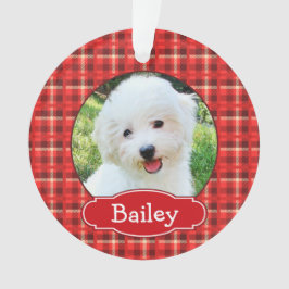 Niedliches Weihnachten Kariertes Haustier Porträt Ornament