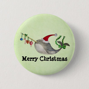 Niedliches Weihnachten Narwhal Button