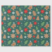 Niedliches Weihnachten Rustikales Lebkuchen Geschenkpapier (Flach)