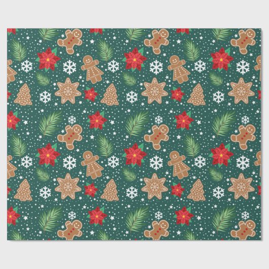 Niedliches Weihnachten Rustikales Lebkuchen Geschenkpapier (Flach)