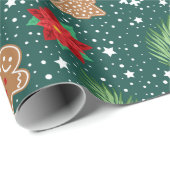 Niedliches Weihnachten Rustikales Lebkuchen Geschenkpapier (Rolleneckpunkt)