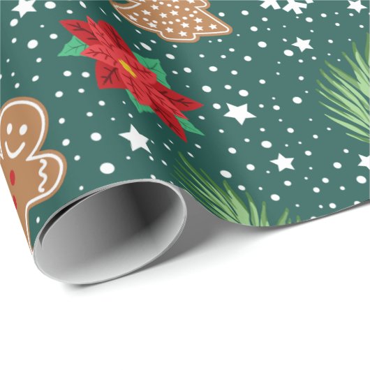 Niedliches Weihnachten Rustikales Lebkuchen Geschenkpapier (Rolleneckpunkt)