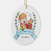 Niedliches Weihnachten singt Jungen-und Keramikornament (Rechts)