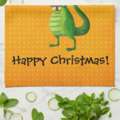 Niedliches Weihnachten T-rex Geschirrtuch (Gefaltet)