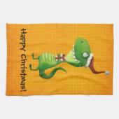 Niedliches Weihnachten T-rex Geschirrtuch (Horizontal)