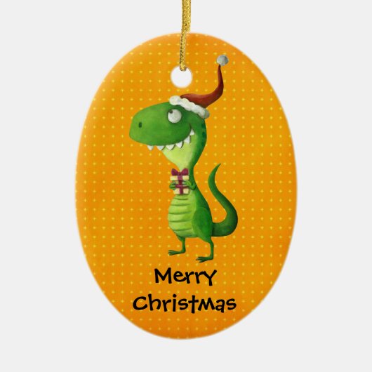 Niedliches Weihnachten T-rex Keramik Ornament (Vorne)