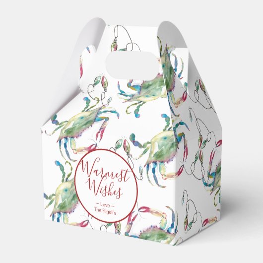Niedliches Weihnachts-Aquarell Blue Crab Gefälligk Geschenkschachtel (Vorderseite)