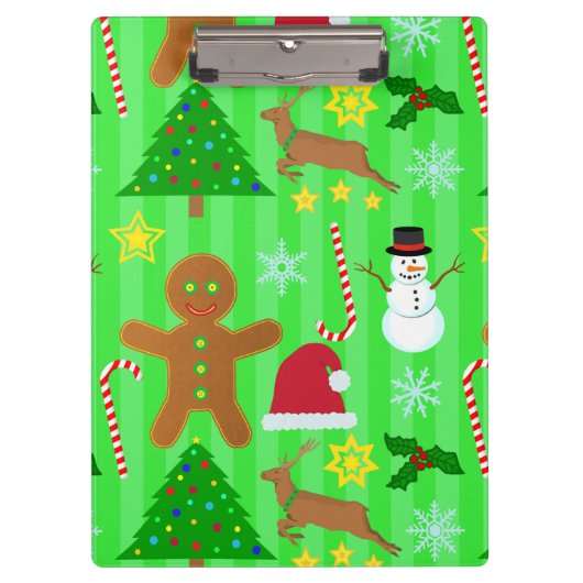 Niedliches Weihnachts-Collage Urlaubsmuster Klemmbrett (Vorderseite)