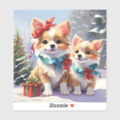 Niedliches Weihnachts-Corgis-Urlaubserlebnis Aufkleber (Blatt)