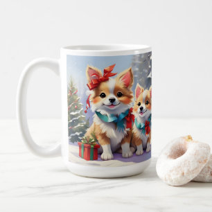 Niedliches Weihnachts-Corgis-Urlaubserlebnis Kaffeetasse