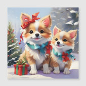 Niedliches Weihnachts-Corgis-Urlaubserlebnis Magnetkarte (Vorderseite)
