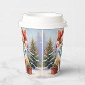 Niedliches Weihnachts-Corgis-Urlaubserlebnis Pappbecher (Rechts)