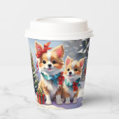 Niedliches Weihnachts-Corgis-Urlaubserlebnis Pappbecher (Vorderseite)