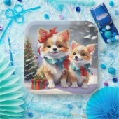 Niedliches Weihnachts-Corgis-Urlaubserlebnis Pappteller (Party)